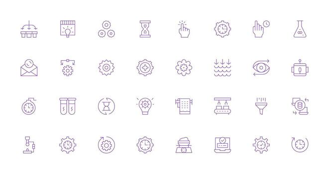 Process featuring 32 Icons in Thin Line Design Icon Set for Apps vector