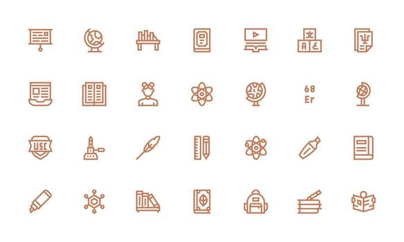 28 educación íconos en negrita línea estético flexible icono sistema para web interfaces vector