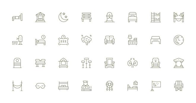32 Icons for Rest in Thin Line Format Icon Pack for UI vector