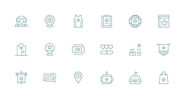 18 Minimal Line Designs for Featured Icons Icon Set for Web vector