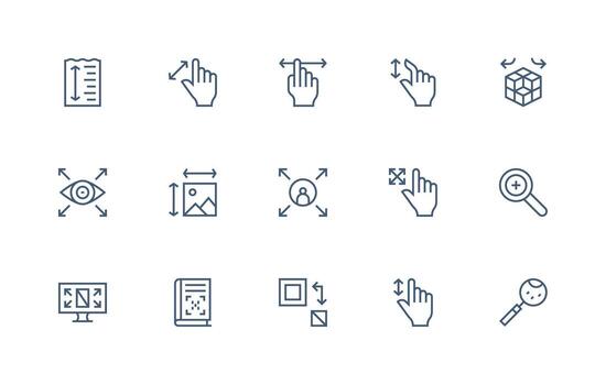 15 regular línea diseños para agrandar íconos ordenado icono conjunto vector