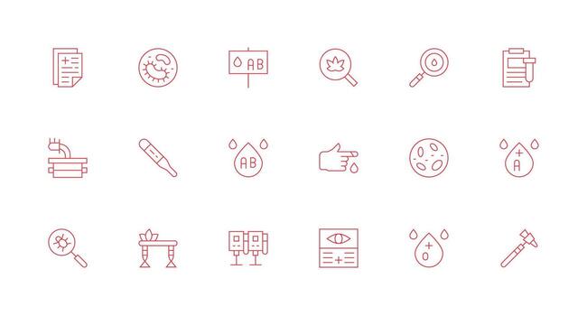 Testing Set with 18 Minimal Line Icons Standard Icon Pack vector