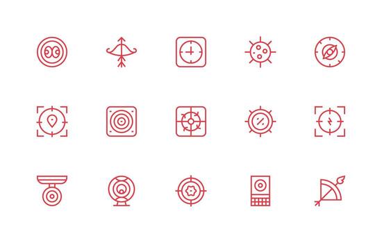 15 Regular Line Style Icons from Aiming Collection Clear and Concise Icon Set Collection vector