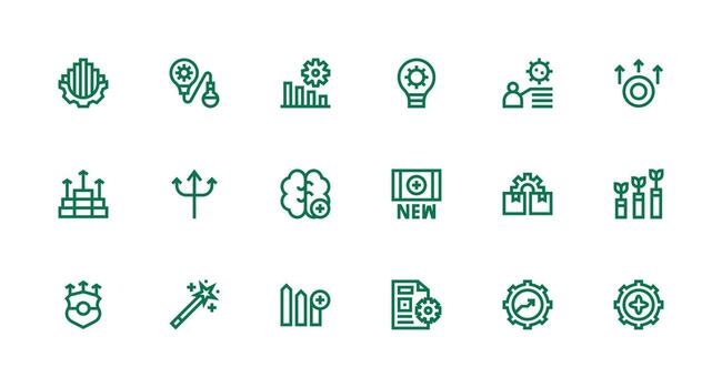 18 Strong Stroke Line Icons for Enhancement Graphics Reusable Icon Set vector