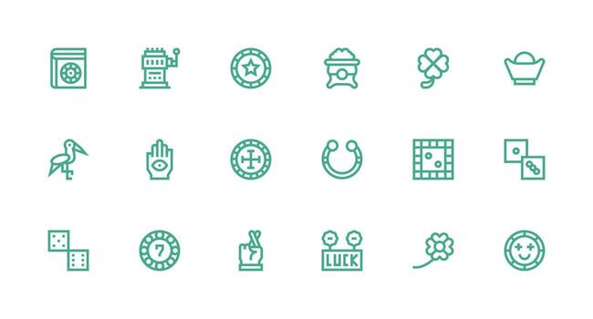 Luck Design Icons featuring 18 in Strong Stroke Line Style Multi-Style Icon Collection vector
