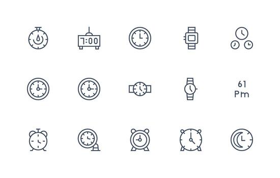 15 Regular Line Vectors for Minute Theme UI-Ready Icon Collection