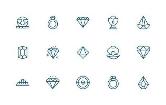 Regular Line Style Precious Icons with 15 Vectors Lightweight Icon Series