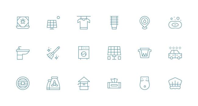18 Minimal Line Style Icons from Clean Collection Sharp Icons for Presentations vector