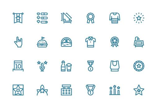 24 Thick Line Line Designs for Top Icons Minimal Icon Set for Interface Projects vector