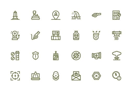 24 Thick Line Line Icons for Warning Graphics Minimal Icon Set for Interface Projects vector