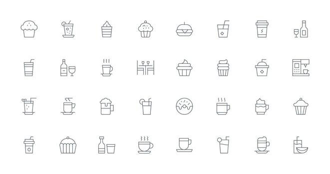 Cafe Icon including 32 Thin Line Illustrations Functional Icon Series vector