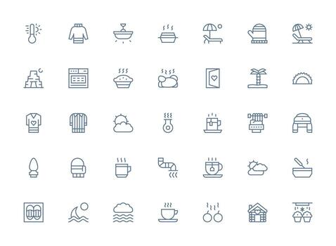 Warm including 35 Regular Clean Line Illustrations Web and App Icon Pack Collection vector