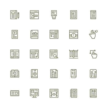 Page Icon Collection with 25 Medium Stroke Outline Designs Well-Structured Icons for Creative Use vector
