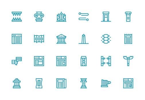 24 Icons for Column in Thick Line Line Format Neatly Designed Icons for Web Platforms vector