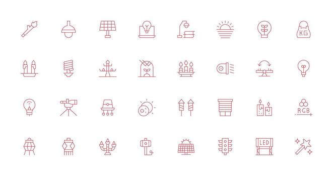 32 Thin Line Icons for Light Graphics Interface Icon Collection vector