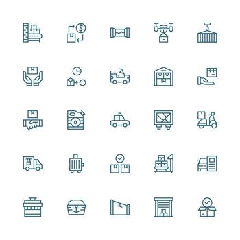 25 Medium Stroke Outline Style Icons from Shipping Collection Web Icon Collection vector