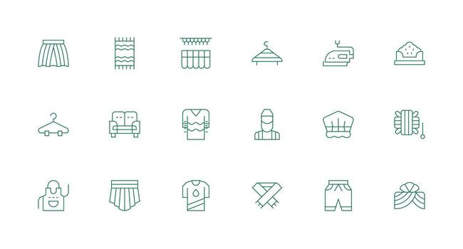 Fabric Set with 18 Minimal Line Icons Icon Set vector