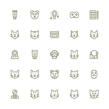 25 Medium Stroke Outline Style Icons from Face Collection Icon Pack for Various Themes vector
