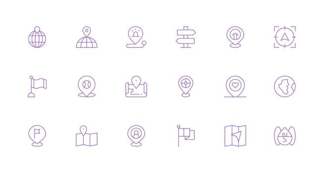 18 Minimal Line Vectors for Location Marker Theme Glyph Icon Series