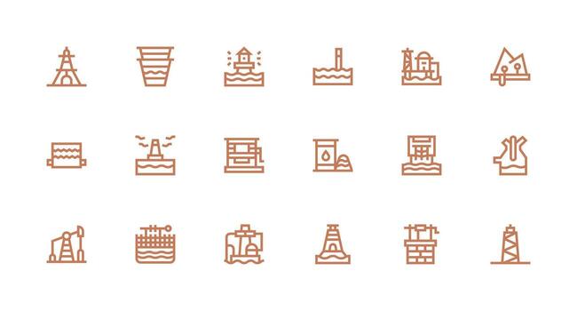 Well Design Icons featuring 18 in Strong Stroke Line Style UI and UX Focused Icon Collection vector