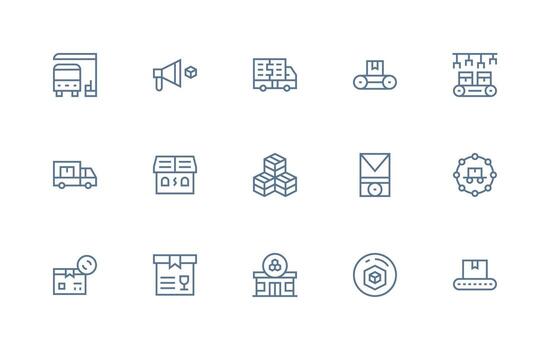 Shipment Icon Collection with 15 Regular Line Designs Icon Pack for UI vector