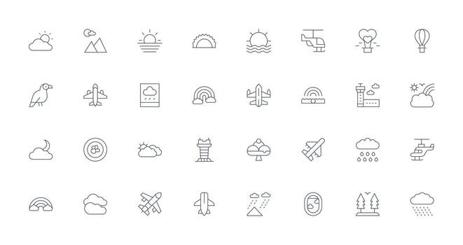 Thin Line Icons from Sky Set with 32 Vectors Professional Icon Set