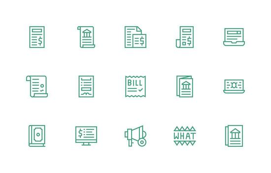Regular Line Style Statement Icons with 15 Vectors Basic Icon Series