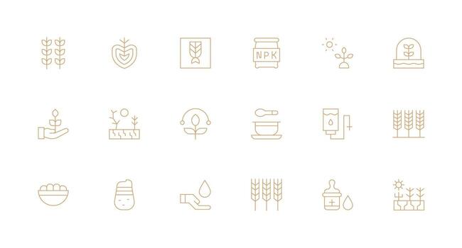 18 Nourishment Icons in Minimal Line Aesthetic Icon Set for Projects vector