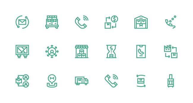 Inbound Icon Collection with 18 Strong Stroke Line Designs Clean Icon Collection for Web Use vector