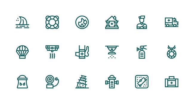 Strong Stroke Line Icons from Emergency Response Set with 18 Vectors Universal Icon Pack