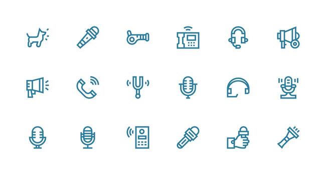 Strong Stroke Line Icons from Voice Set with 18 Vectors Interface Icons for Daily Use
