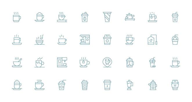 caliente bebida diseño íconos presentando 32 en Delgado línea estilo de múltiples fines icono paquete para plantillas vector