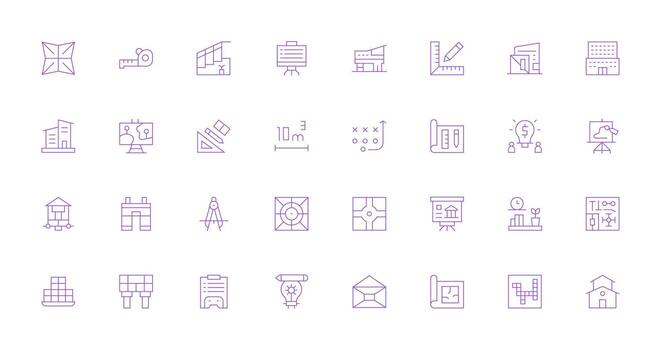 32 Icons for Plan in Thin Line Format Customizable Icon Series for Mobile Screens vector