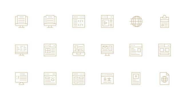 Webpage Design Icons featuring 18 in Minimal Line Style Interface Icon Collection for Daily Projects vector