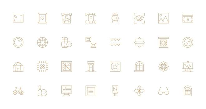 Frame Icon Collection with 32 Thin Line Designs Light Icon Series vector