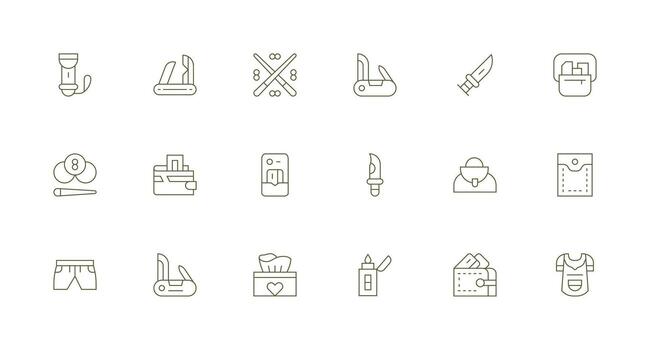 Minimal Line Style Pocket Icons with 18 Vectors Professional Icon Set