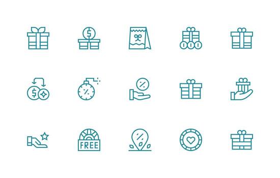 Bonus Design Icons featuring 15 in Regular Line Style Clean Icon Set Icon Pack for UI Projects vector