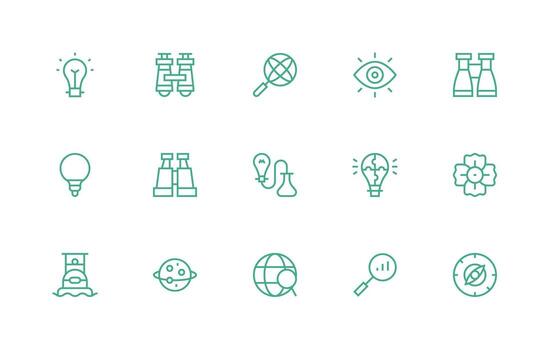 15 Icons for Discovery in Regular Line Format Complete Icon Bundle for Web Design vector