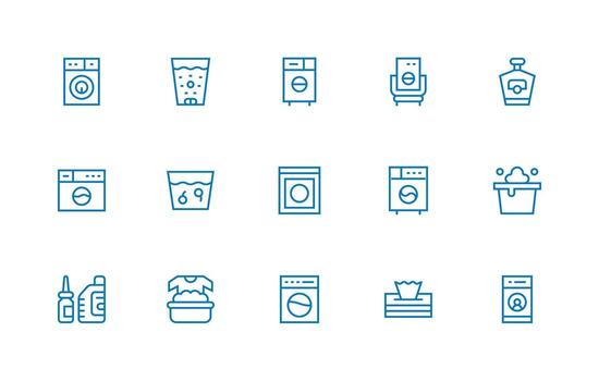 15 Regular Line Style Icons from Detergent Collection Lightweight Icon Series vector