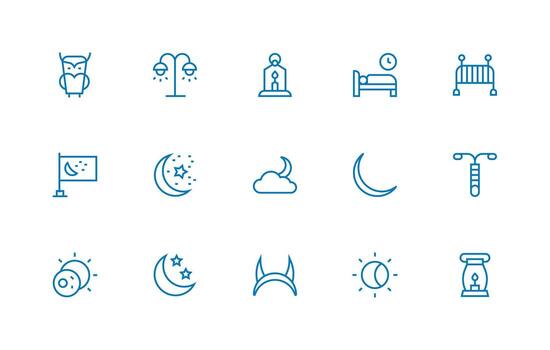 15 Icons for Dark in Regular Line Format Web Icon Collection vector