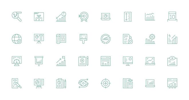 32 Icons for Metrics in Thin Line Format App Icon Pack vector