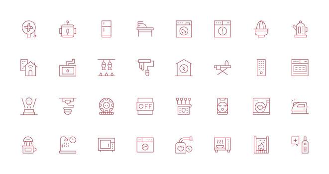 32 Thin Line Icons for Appliance Graphics Display Icon Pack vector