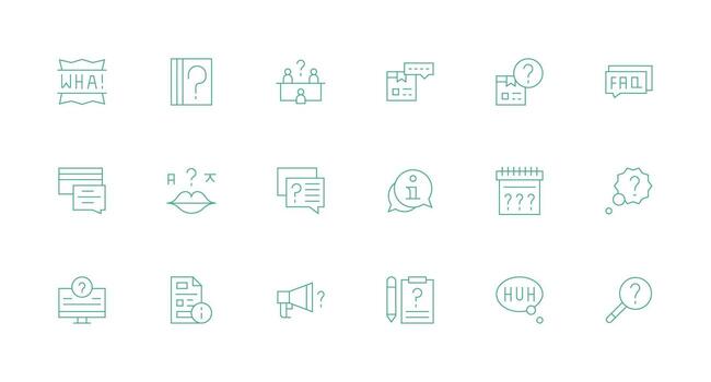 18 mínimo línea estilo íconos desde aclaración colección íconos construido para visual consistencia paquete vector