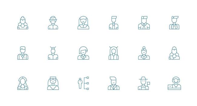 18 Minimal Line Icons for Manager Graphics Simple Icons for Interface and Wireframes vector