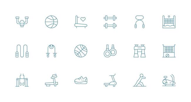 Physical Activity including 18 Minimal Line Illustrations Fully Editable Icon Set for Web vector