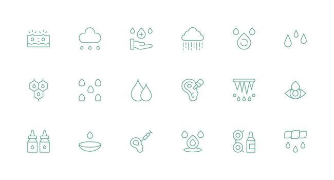 18 Minimal Line Icons for Drops Graphics Interface Icon Collection for Daily Projects vector