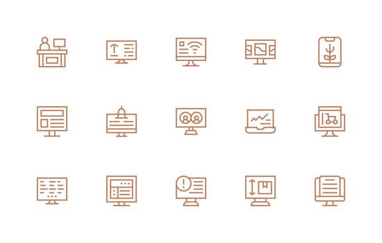 15 Regular Line Designs for Monitor Icons UI Icon Set vector