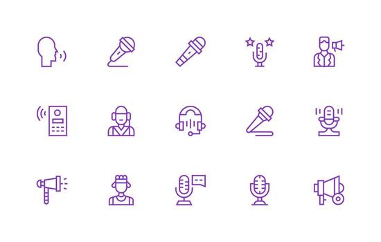 Voice including 15 Regular Line Illustrations High-Resolution Icons for Any Platform vector