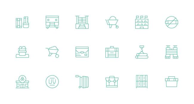 materiales presentando 18 íconos en mínimo línea diseño neutral estilo íconos para ninguna proyecto vector