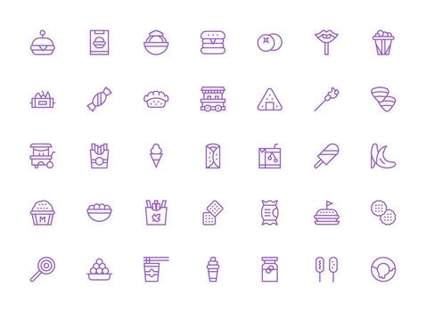 35 Regular Clean Line Style Icons from Snack Collection Icons Built for Visual Consistency Pack vector